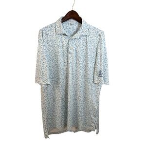 Peter Millar‎ Summer Comfort AOP Polo Shirt Large White Fiddlesticks Ft Myers FL
